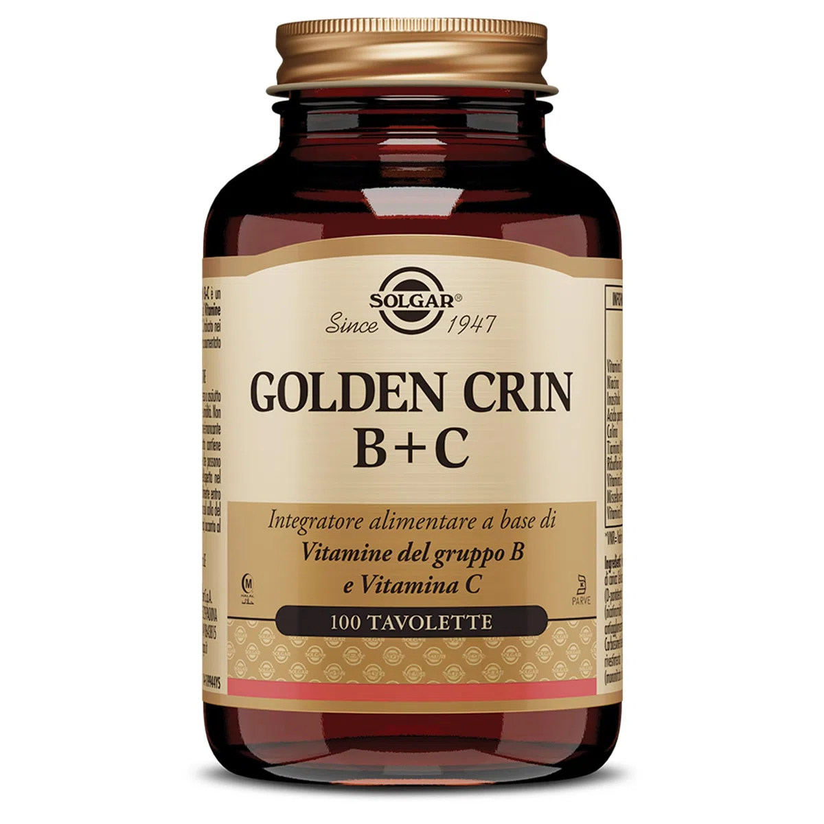 Solgar GOLDEN CRIN B+C, 100 tavolette – complesso Vitamine B+C per periodi di stress – capelli e vitalità