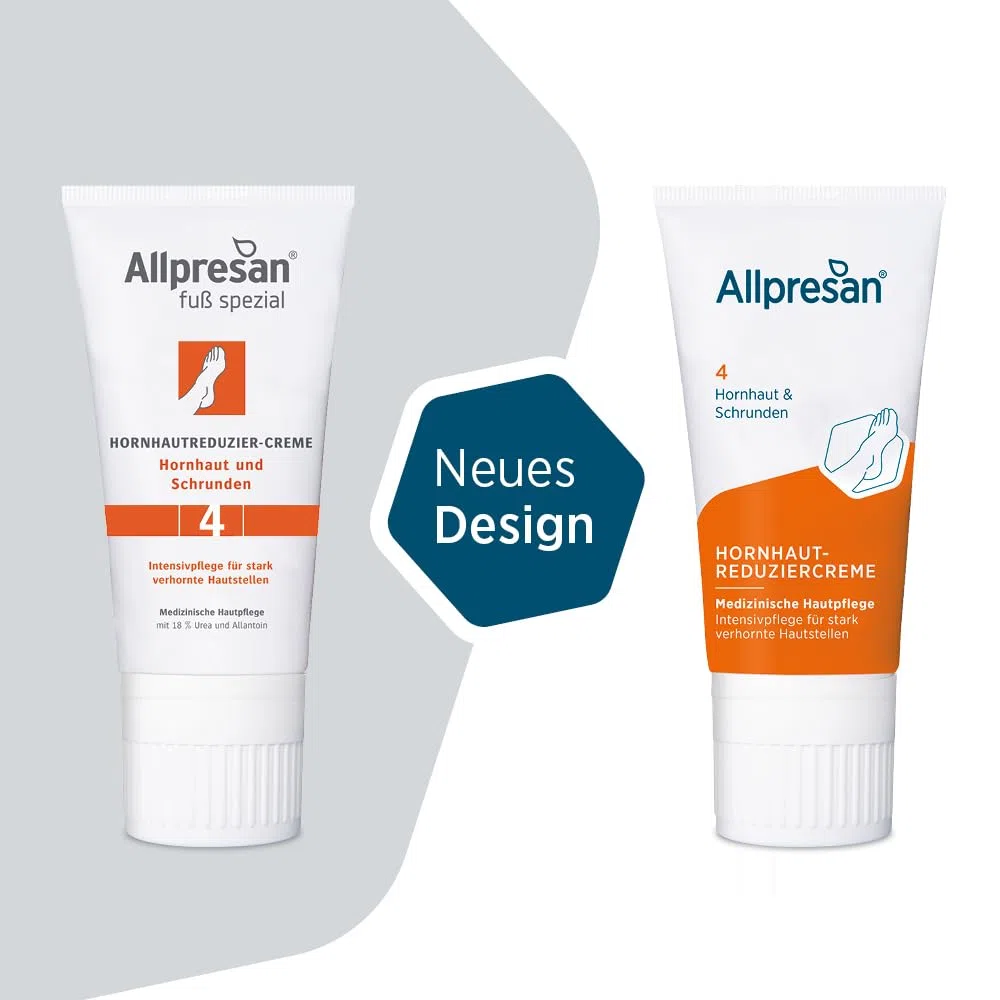 Allpresan Piede speciale n. 4 crema per ridurre la calli, crema per i piedi contro calli e cicli, come trattamento per 14 giorni di piedi cheratinizzati – 2 x 40 ml