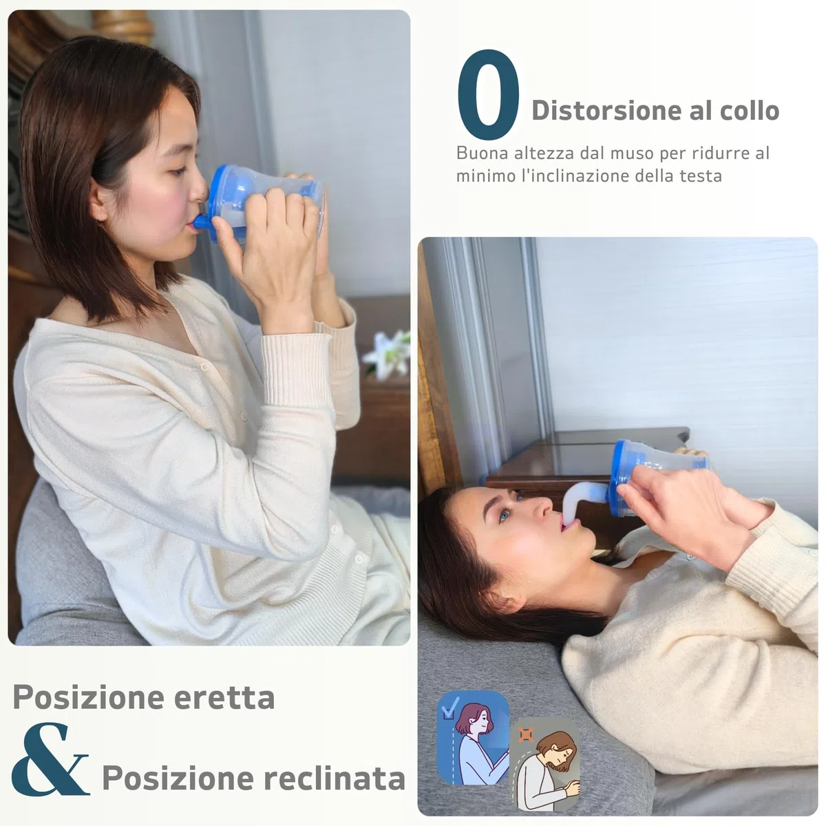 Tazza per Disfagia per Adulti - Tazza Medicale con Dosaggio Regolabile 5cc/10cc - Bere in Sicurezza da Seduti o Sdraiati - Ideale per Disfagia, Ictus, Parkinson e Mobilità Limitata