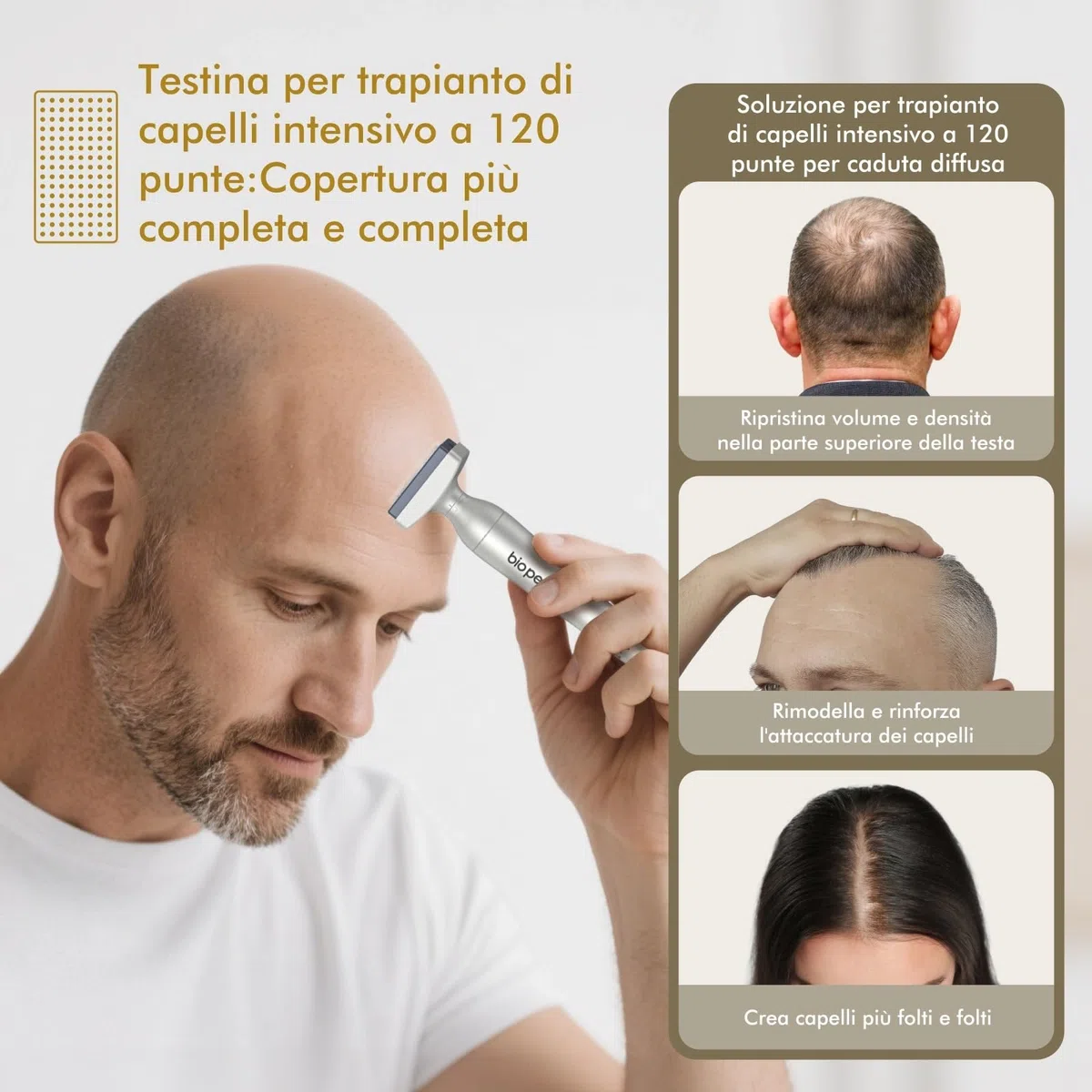 Derma Stamp, Dermastamp Regolabile 0-3mm 120 Titanio Aghi + 64 Titanio Aghi Professionale, per la Crescita dei Capelli, Barba, Viso, Corpo, Viso, Uomo e Donna