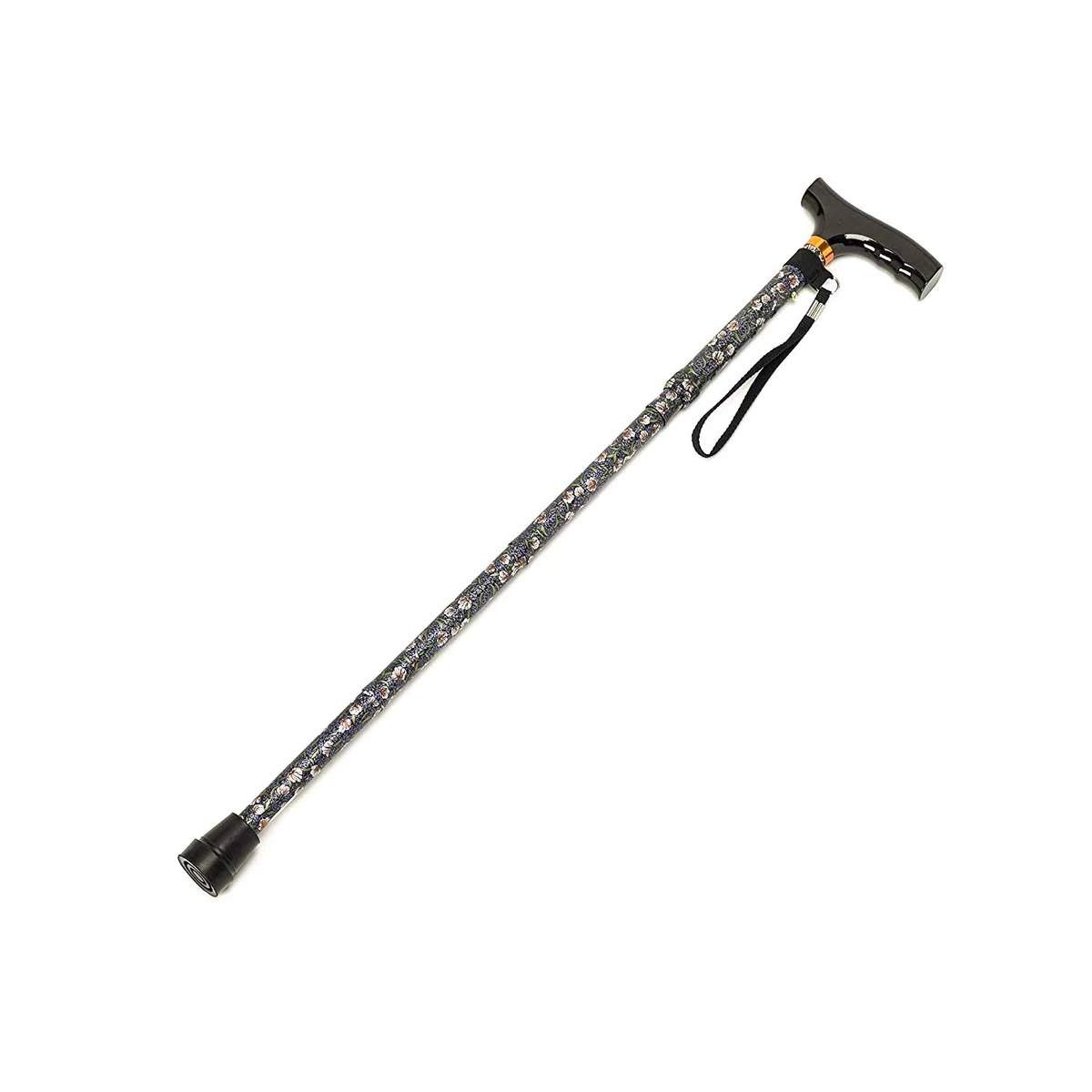Homecraft Folding Coloured Walking Stick with Wooden Handle, Lightweight Adjustable Walking Cane for Balance, Mobility Aid, Wild Rose, 735-825 mm/29-33 Inches, (Eligible for VAT relief in the UK)