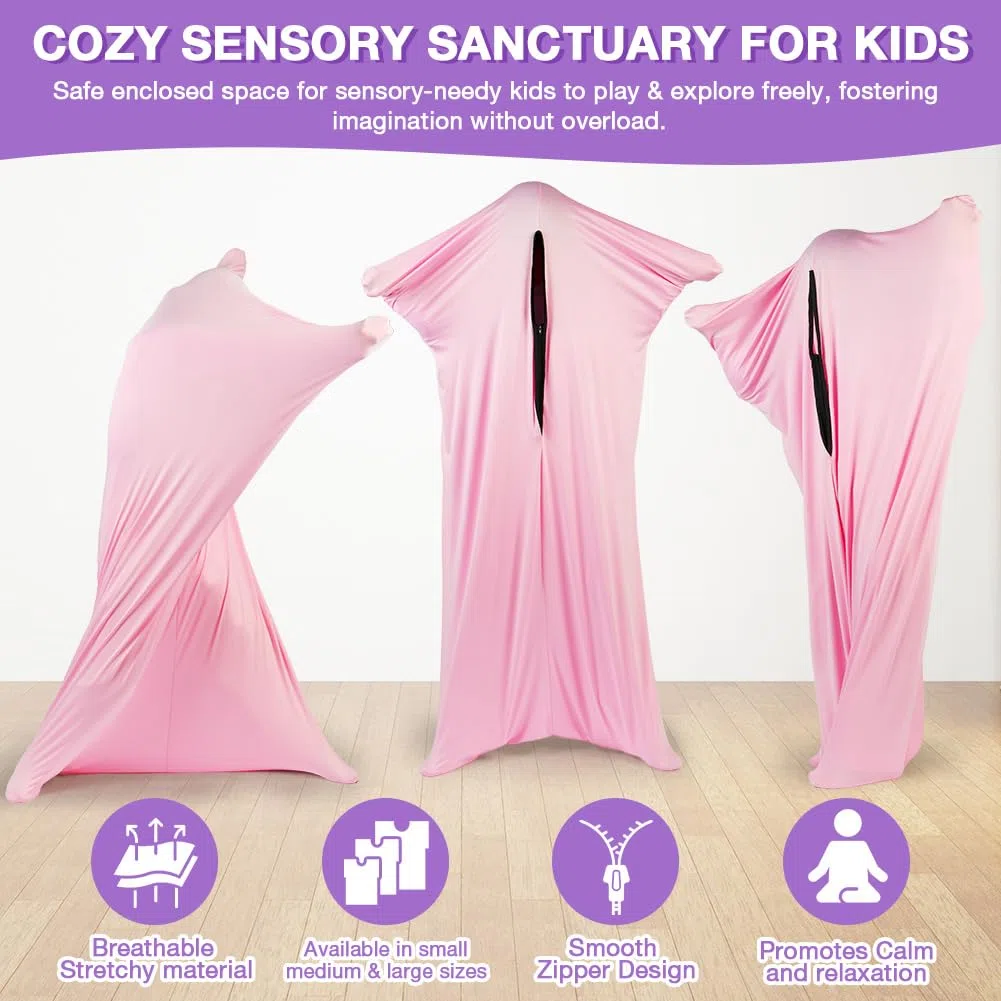 Calzino per Tutto Il Corpo, 116x69cm Full-Body Wrap Elastic Body Sox, Calze Elastiche Sensoriali per Alleviare Lo Stress per I Bambini con Autismo e Ansia, Rosa, M