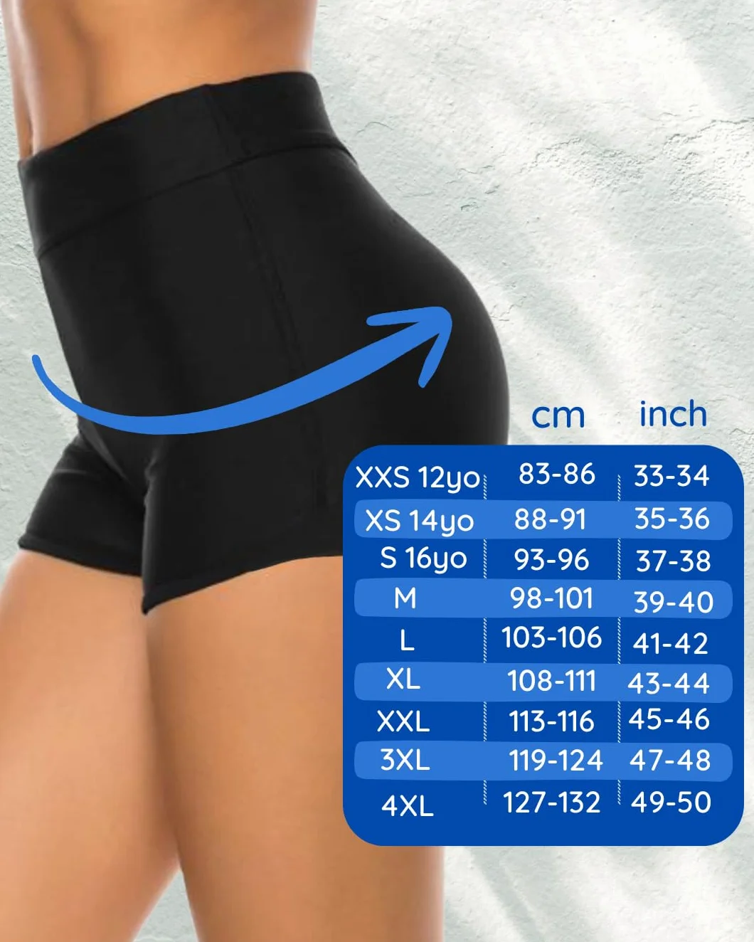 NoBlood - Costume da Bagno Mestruale Boxer | Vita Alta XXS-XXL | Mare Piscina | Lavabile | Slip Ciclo Nuoto Flusso Abbondante