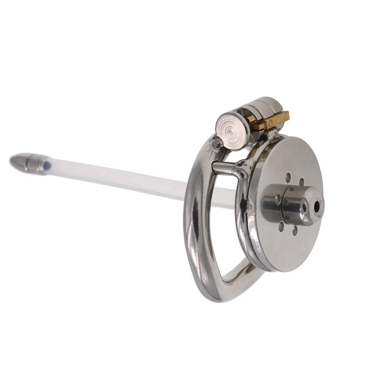 Flat Chastity Cage Stainless Steel Chastity Lock for Men with Silicone Tube Dark Lock Design, Good Concealment, Penis Cage for Men, Couples Bondage SM Sex Toys (50mm/1.97in)