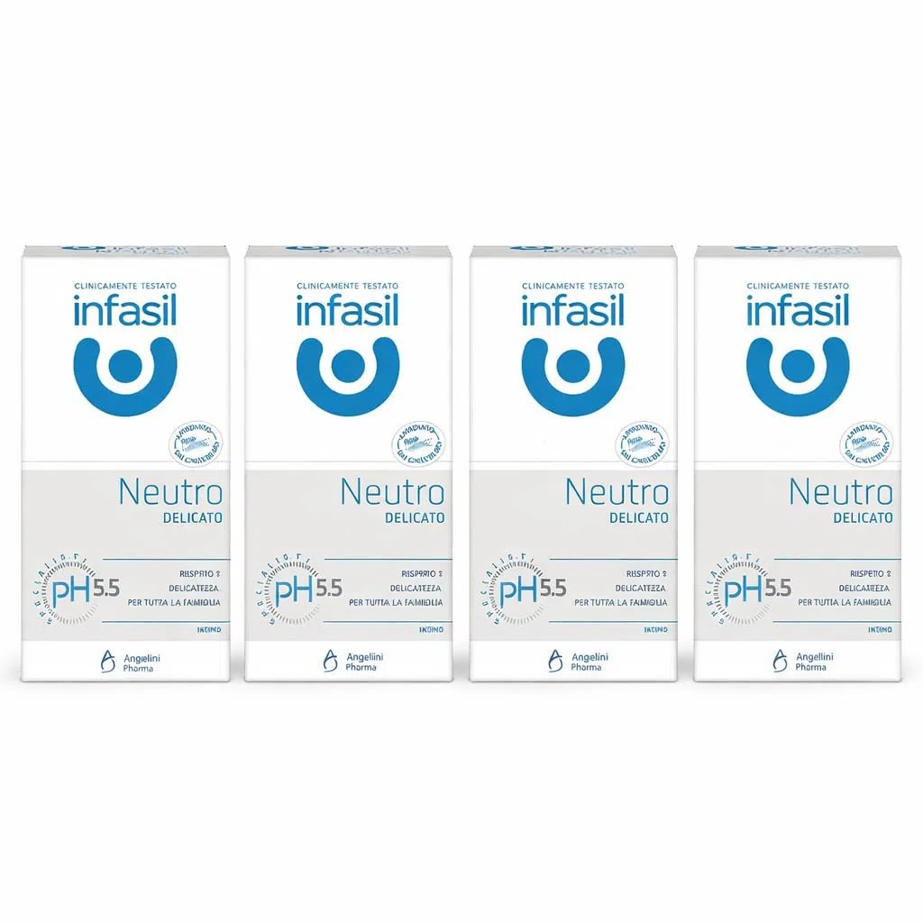 4 Detergente Intimo Neutro Delicato pH 5.5 – Confezione da 4 Unità da 200ml – Delicato e Clinicamente