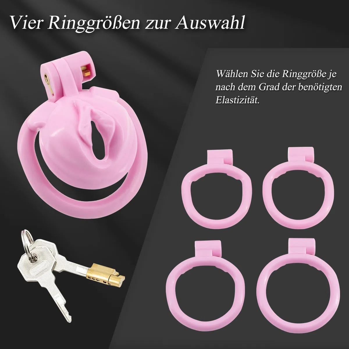 BDSMJOY Chastity cage con 4 Cock rings, Forma delle labbra cock cage per sissy, Gabbia di castità per pene piccolo, gabbia castità per uomo, gabbietta di castità per uomo (Rosa)