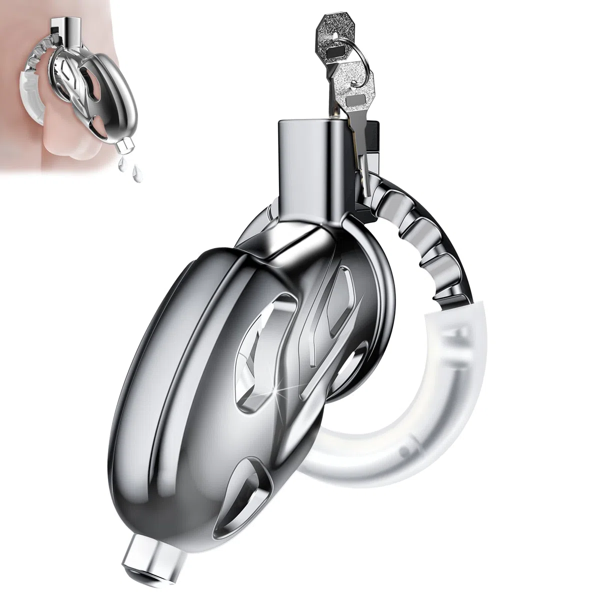 Male Chastity Cage Gabbia di castità maschile giocattoli sessuali per adulti, Himitsuna grande e leggera con catetere uretrale morbido e 7 misure regolabili, attrezzatura per bondage BDSM per uomini