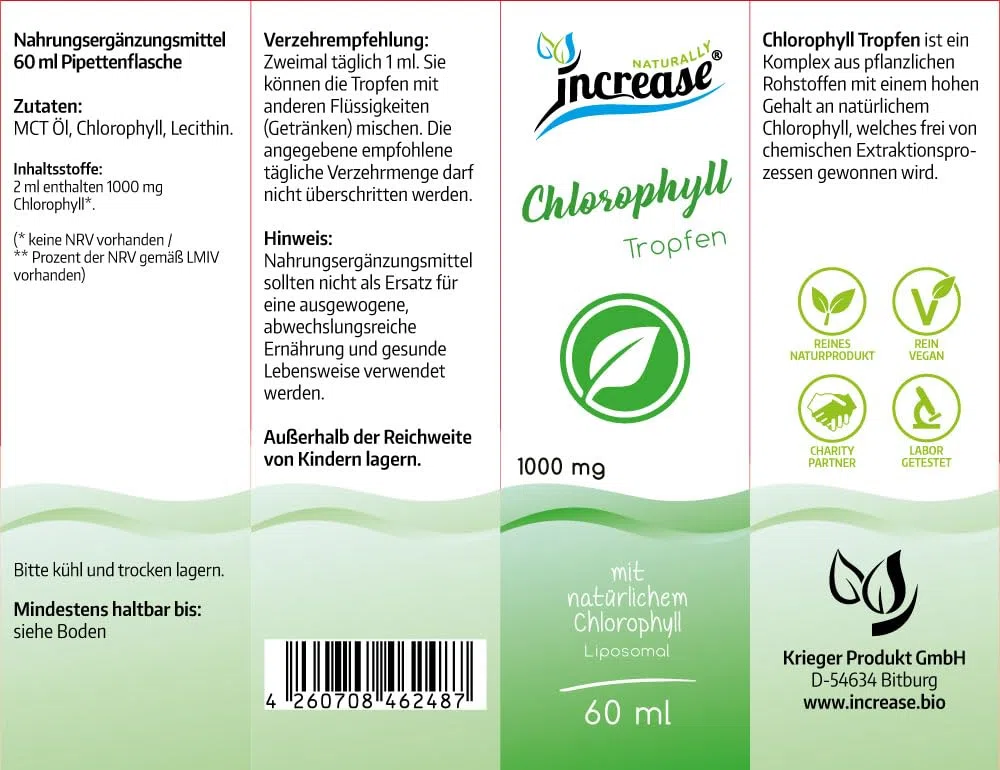 Liposomiale clorofilla goccia ad alto dosaggio – (30.000 mg di clorofilla per confezione) 1000 mg per dose giornaliera – Olio MCT – Alta biodisponibilità