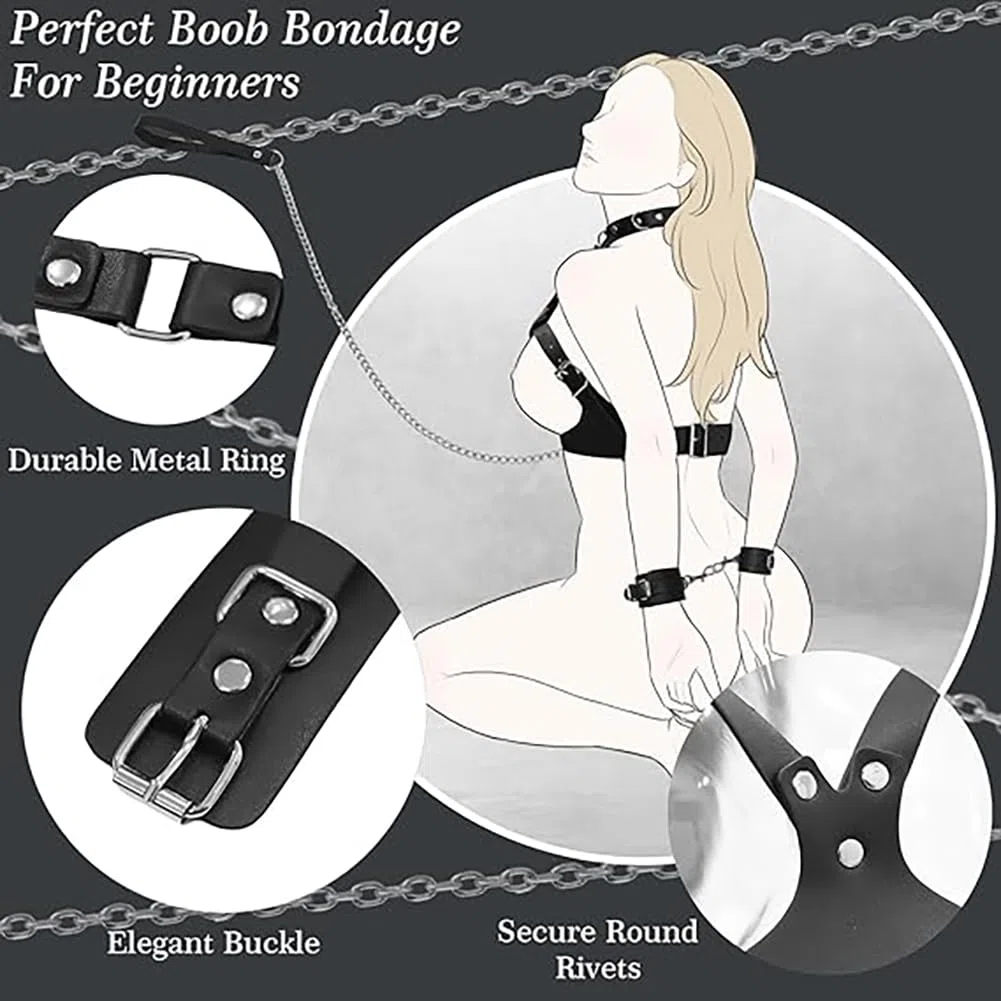 Giocattoli sessuali BDSM Bondage per coppie, set di manette per il seno Sex Bondage, imbracatura per il seno da A a D, giocattoli BDSM estremi per donne, manette, collare, catena di trazione