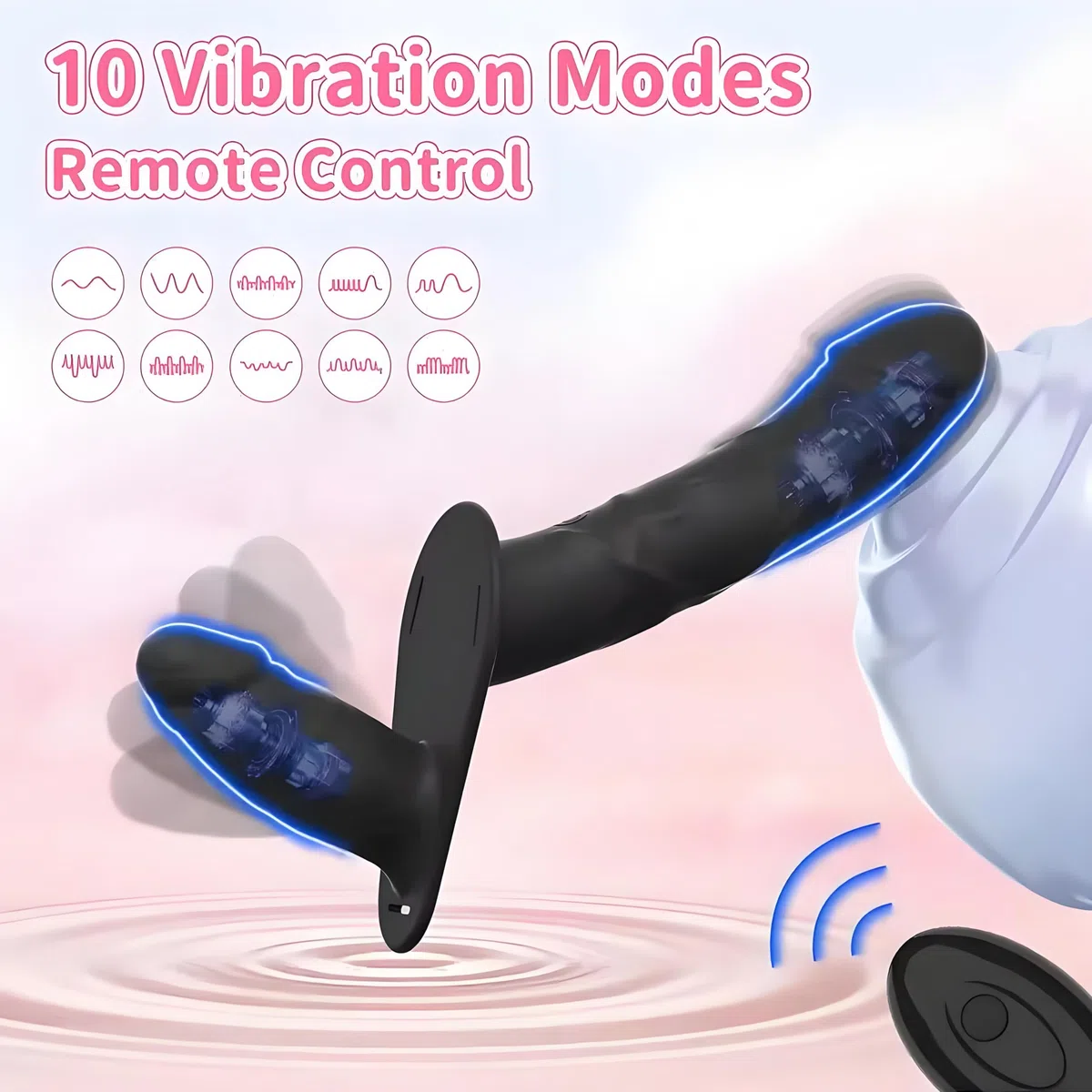 Strap-on Dildo Vibratore per Coppia, Doppia Dildo Sex Toys per Stimolare il Anali e Clitoride per Donne, Silicone Realistico Pene per Lesbiche, Adjustable, Removeable, Durevole (N1) (Black)