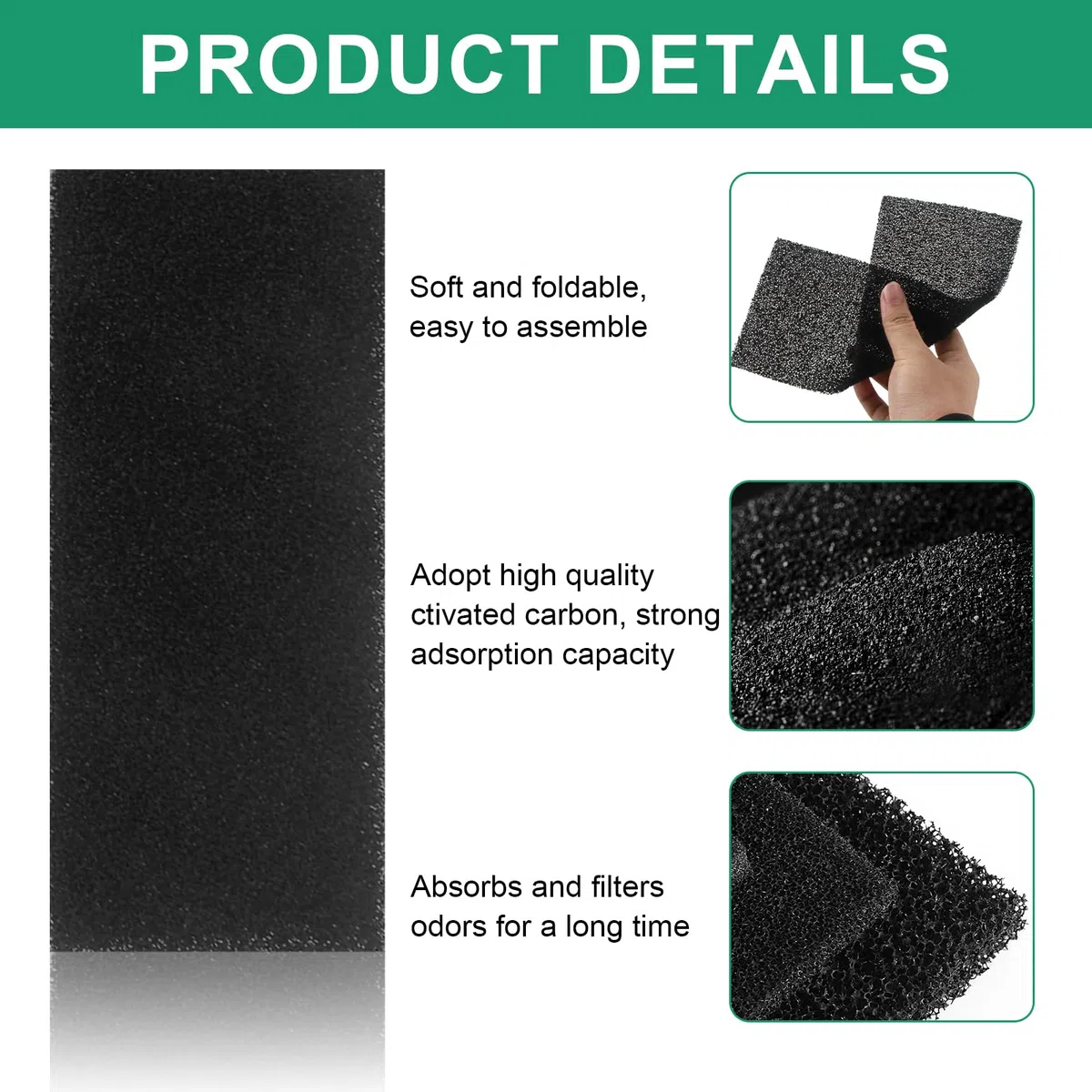 4 filtri ai carboni attivi, opachi, a carbone attivo, filtro in spugna per compostiera dei rifiuti da cucina, filtro a carbone, biometrica