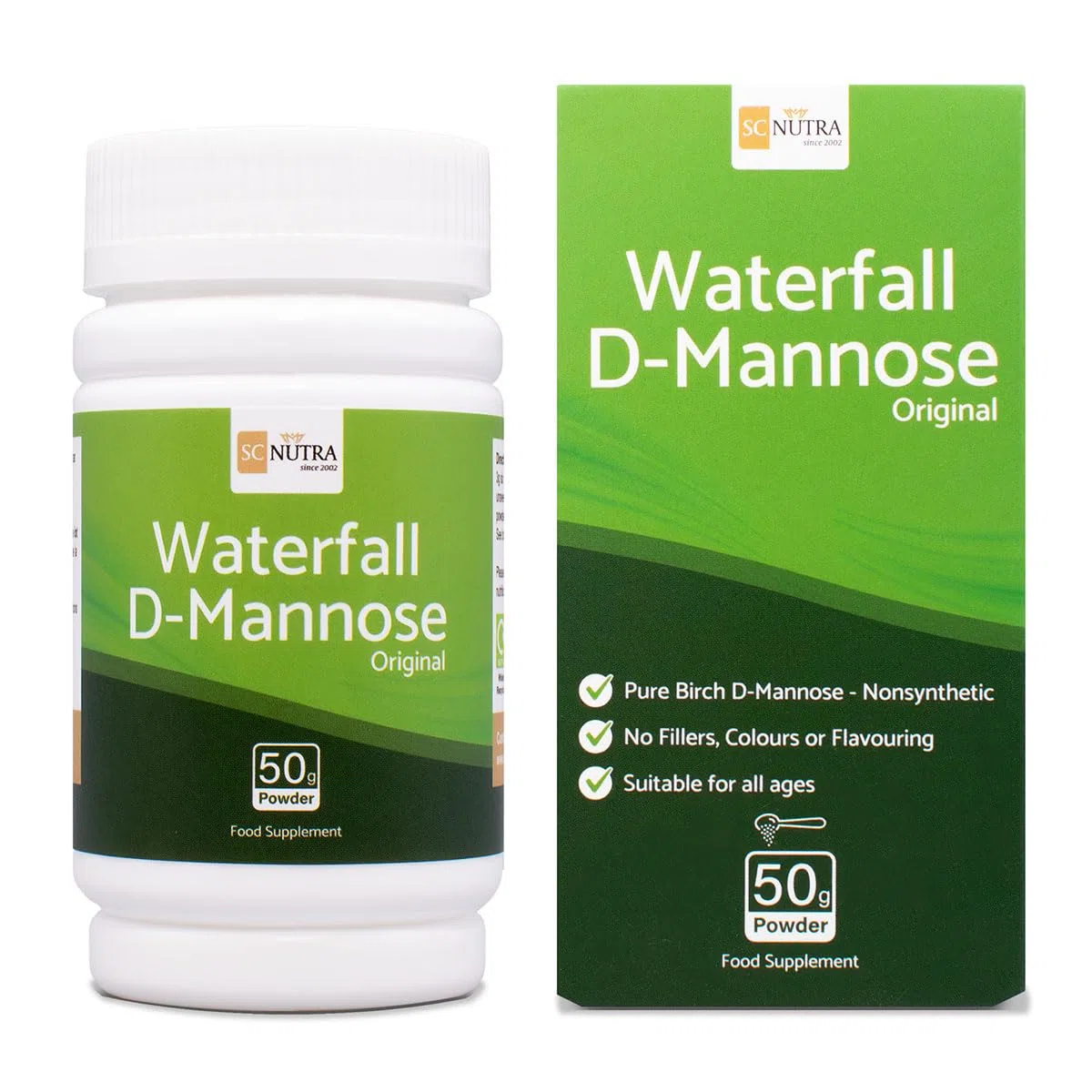 Waterfall D-Mannose in polvere | D-Mannosio di Betulla Pura 50g | SC Nutra