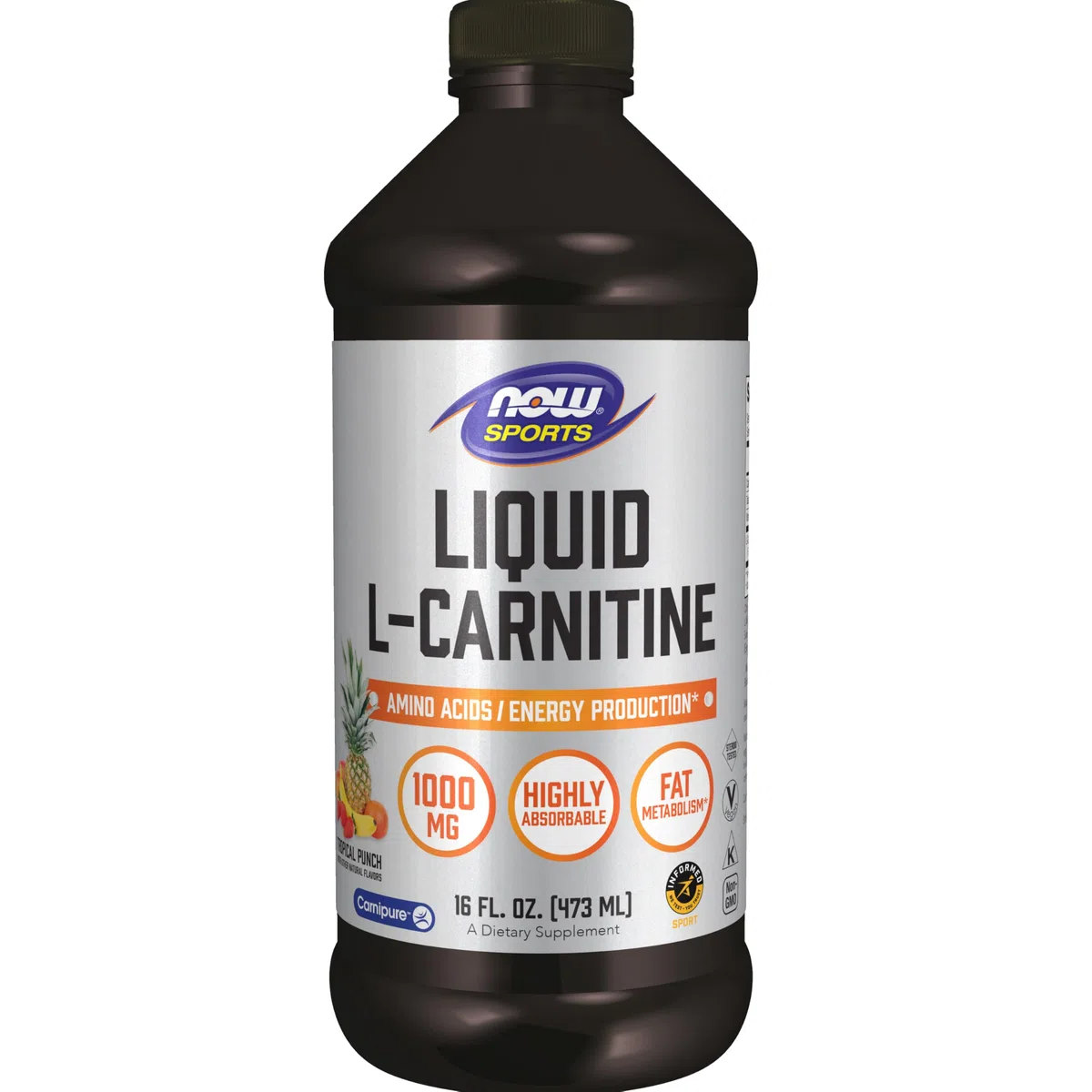 NOW Foods Liquid L-Carnitine, 1000mg Tropical Punch - 473 ml.