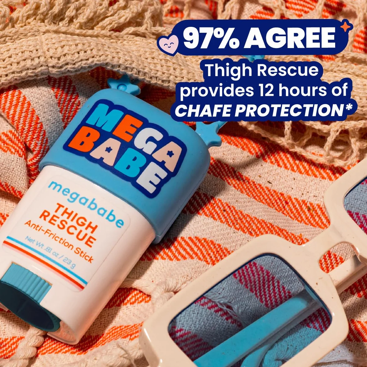 Megababe Mini coscia Rescue Anti Chafe Stick – Formato da viaggio con aloe, melograno e olio di vinaccioli