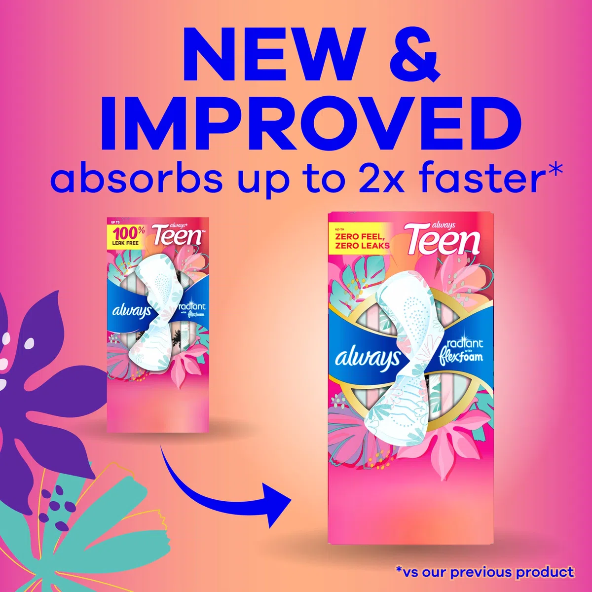 Always Totally Teen Radiant Infinity Pad 28 conteggio