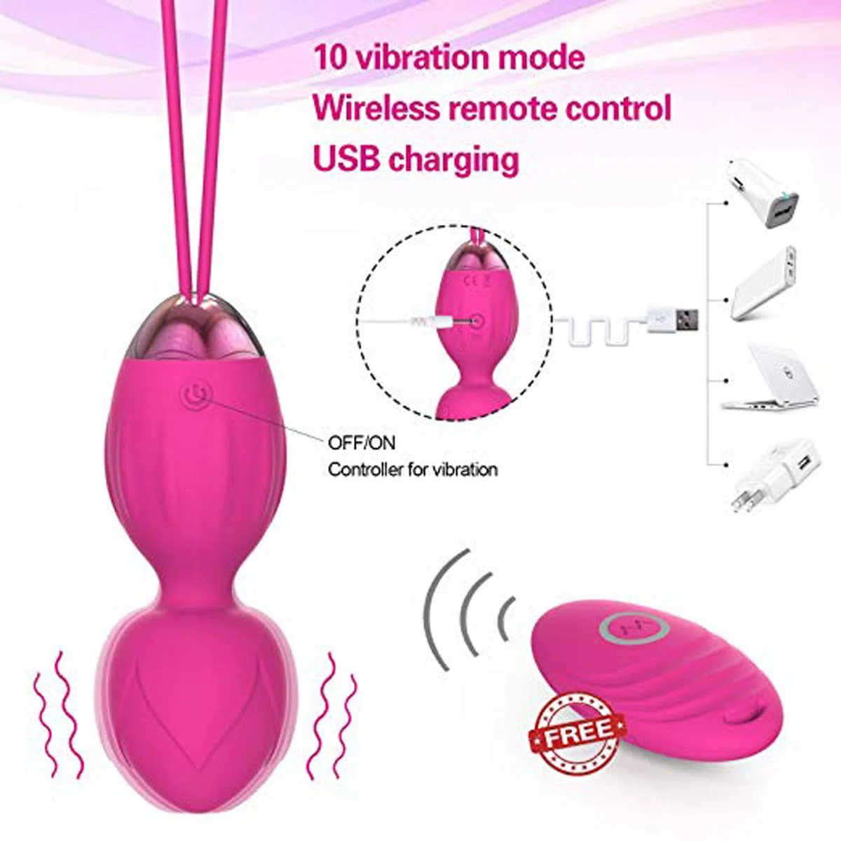 Palline Kegel Exercise Weights - 2 in 1 Massager Ben Wa Balls per principianti Upgradeed Silicone Wireless Remote Control Massager ricaricabile Pavimento pelvico Kegel Esercizio