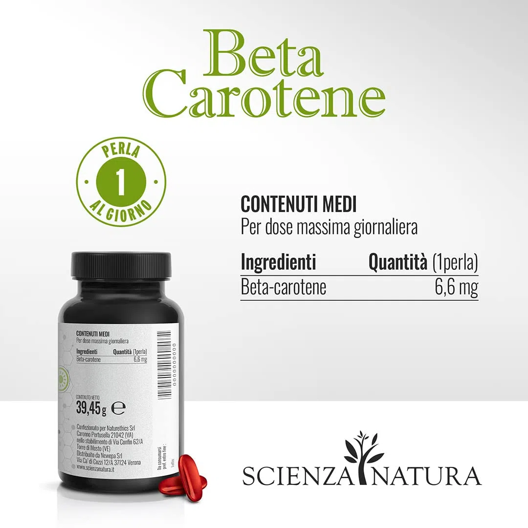 ScienzaNatura - Betacarotene per Abbronzatura Forte - Integratore per Attivatore Abbronzatura, Occhi e Pelle Made in Italy - 90 Perle