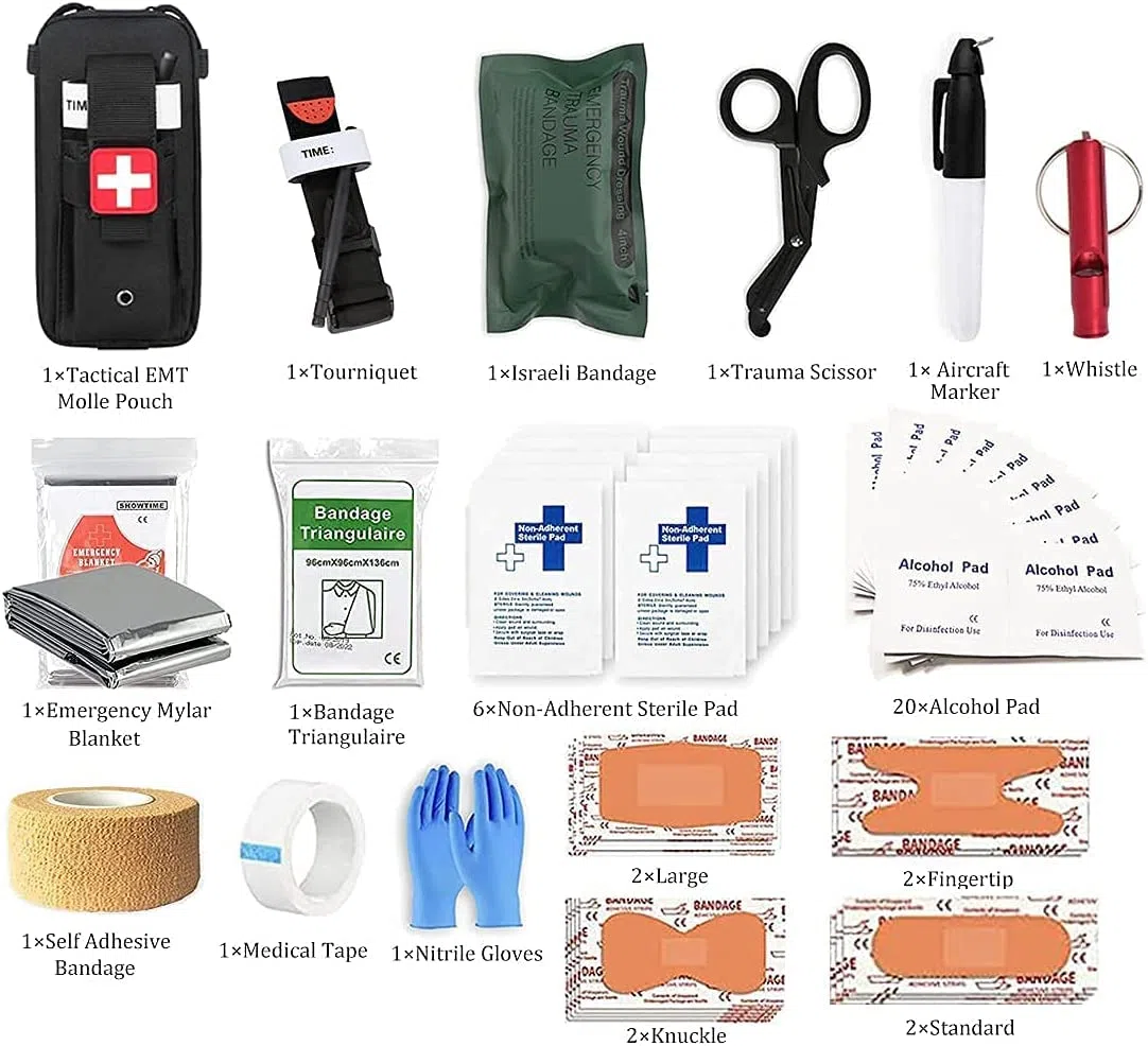 Med Kit Trauma Laccio Emostatico, Kit Pronto Soccorso Emergenza, Kit Medico EMT IFAK Controllo Gravi Emorragie, Campeggio Militare Ed Escursionismo,A