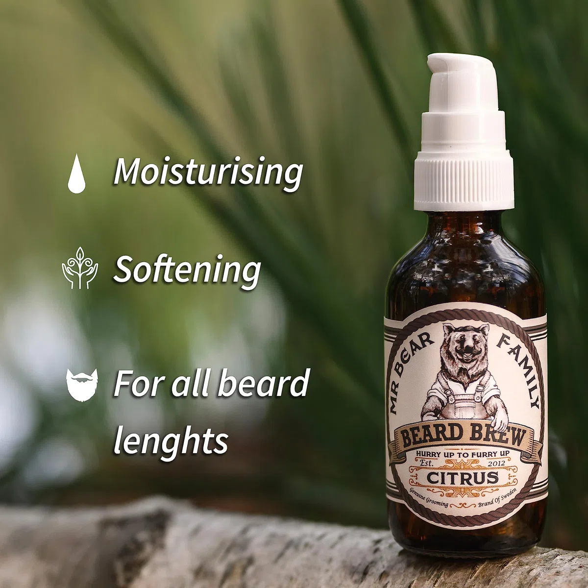 Mr Bear Family Olio da barba - Agrumi - per cura e crescita barba - Olio barba uomo nutriente con oli di jojoba e di argan - Beard oil - Oli per barba uomo idratante 60 ml