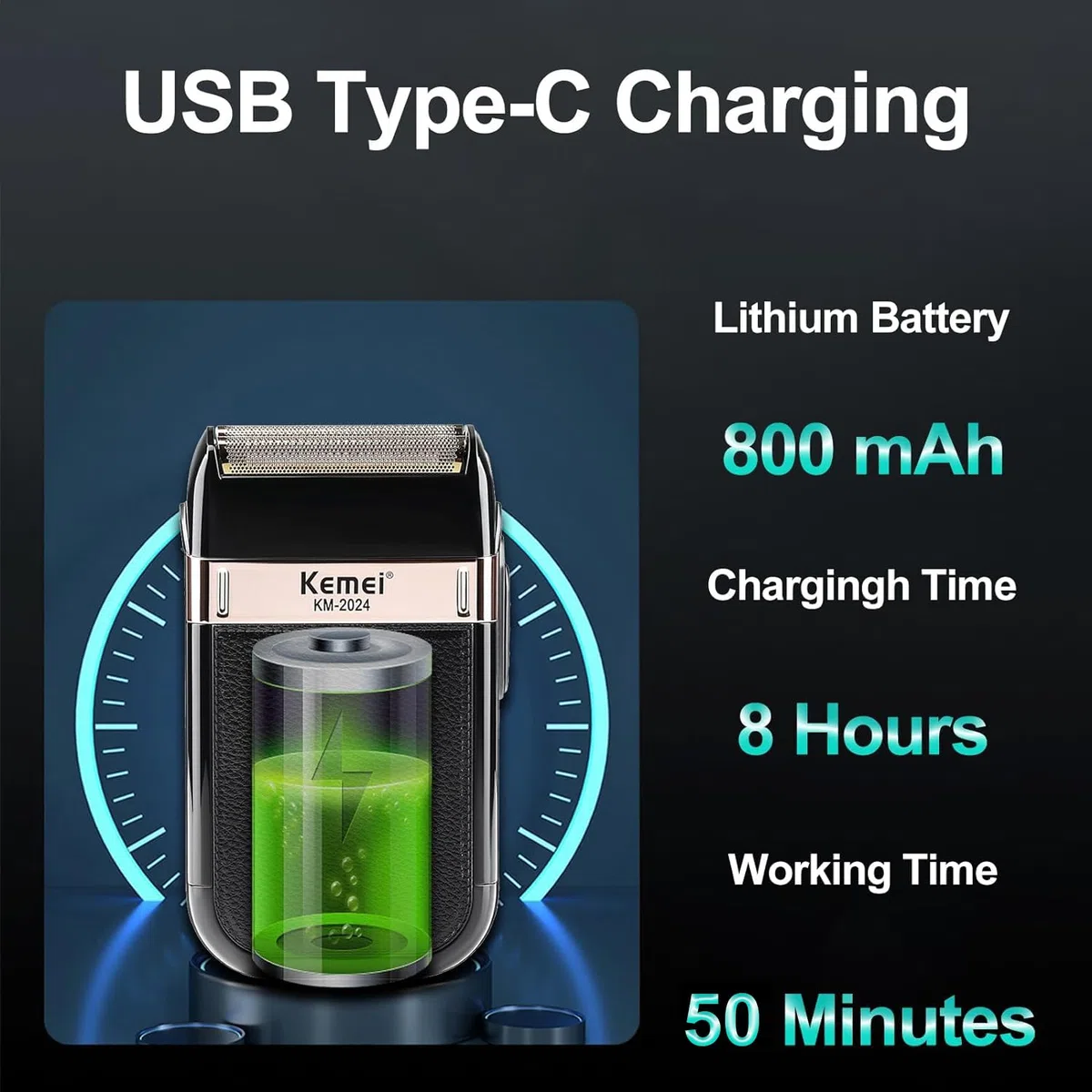 KEMEI Rasoi a lamina per uomo, Rasoio elettrico a batteria, Impermeabile USB Ricaricabile Cordless Electric skin fade barbiere Rasoio a lamina