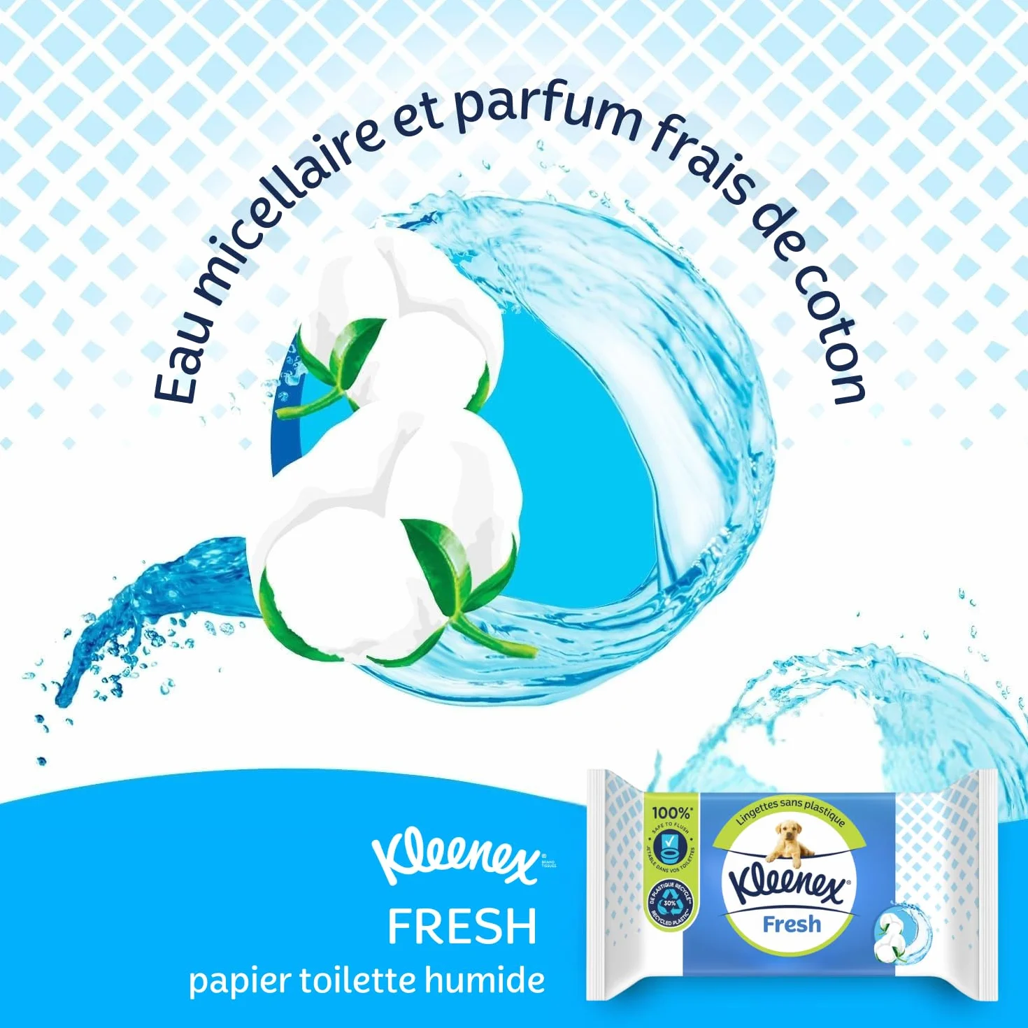 KLEENEX Fresh - Carta igienica umida (12 confezioni da 42 fogli), usa e getta in bagno, 100% fibre naturali, senza plastica, senza profumo, senza alcool