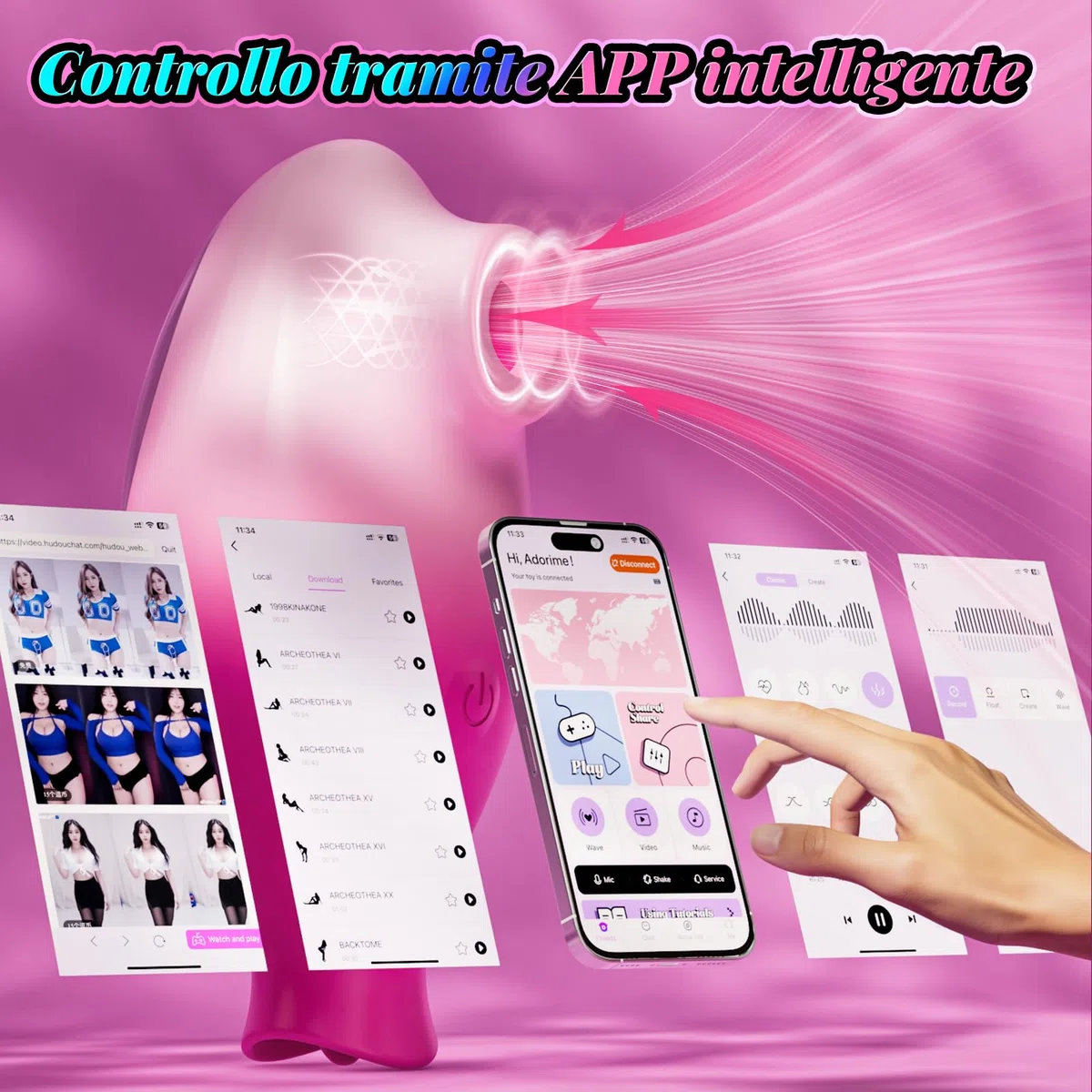 Vibratore per Donna Professionale Sextoys, 2-IN-1 Succhia Clitoride con 10 Modalità di Suzione e Leccamento, Controllo Tramite App, Stimolatore Clitorideo & Capezzoli, Regali Sex Toy per le Donne