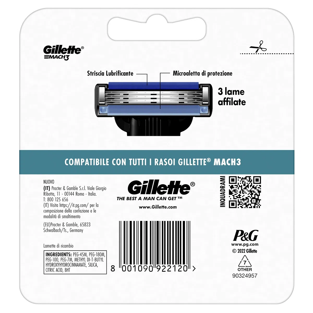 Gillette Mach3 Lamette di Ricambio per Rasoio da Uomo, Rasoi a 3 Lame