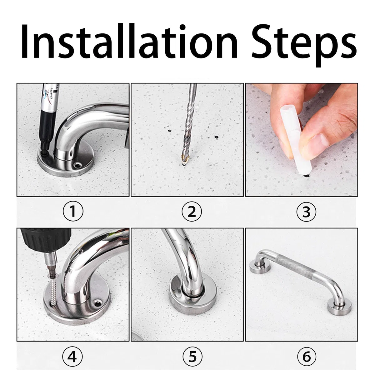 Set di 2 Barra di Sostegno per Bagno, 30 cm Maniglia da Bagno Antiscivolo in Acciaio Inox 304, Maniglia di Sicurezza, Maniglia Ausiliaria per Cucina, Camera da Letto,Vasca da Bagno, Doccia