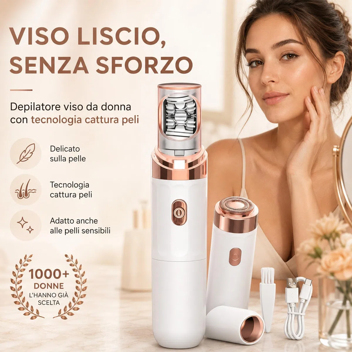 Prosilk 3.0 Epilatore Viso per Donna, Dispositivo per Rimuovere i Peli del Viso con Luce, 999900 Flash, 5 Livelli Regolabili, per Baffi, Mento e Guance – Uso Domestico (Bianco)