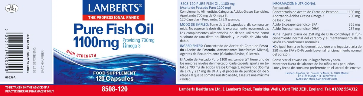 Lamberts Pure Fish Oil 1100mg - 120 Caps
