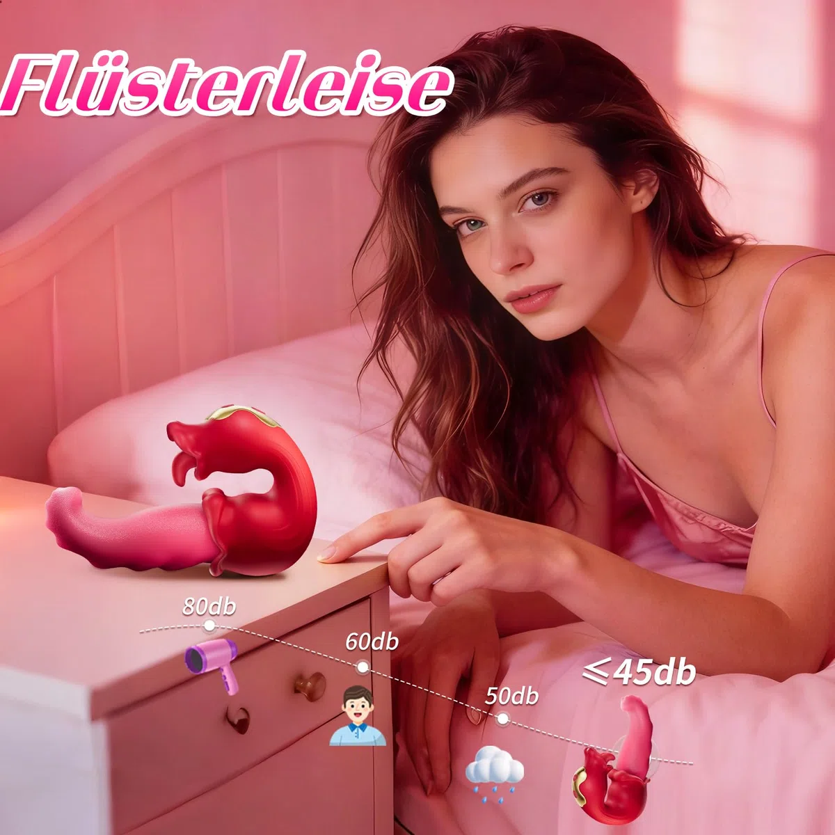 Sex toys con vibratori con lingua per donne – Con 10 modalità di leccata per il clitoride e 10 modalità vibrazione per l'oscillazione, vibrazione per donne con stimolatore del punto G e clitoride, ada