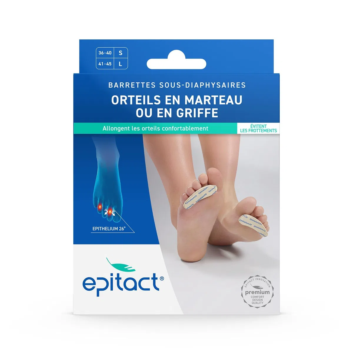 Epitact | Barrette Sotto-Diafisarie | Dita a Griffe, a Martello, Calli | Allungano Confortevolmente le Dita, Limitano la Formazione di Calli | Sollievo Immediato | Innovazione Francese (L)