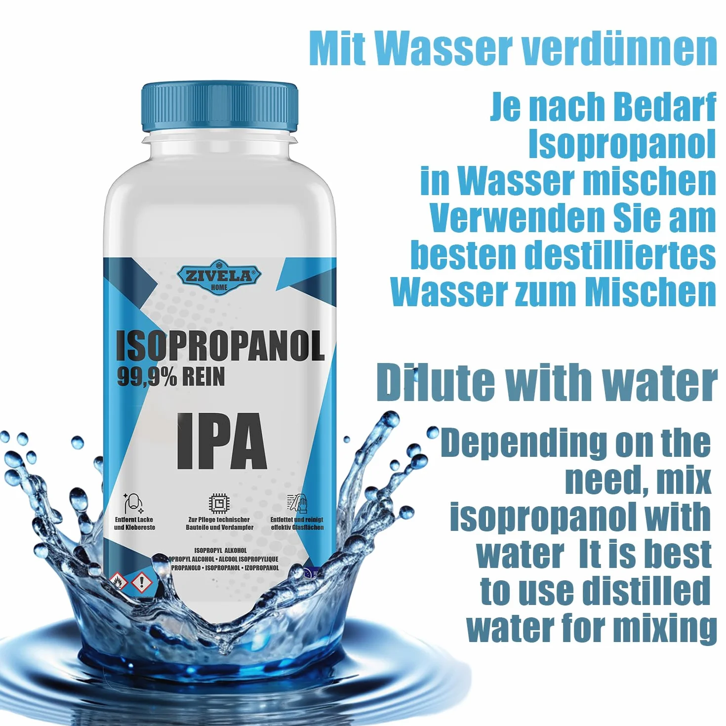 Isopropanolo 99,9% | 10 l isopropanolo | IPA 10L | isopropanolo per uso domestico ed elettronico | Lenti e schermi IPA