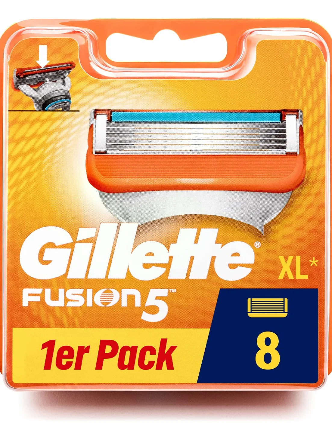 Gillette Fusion 5 lame da barba, 8 lame di ricambio per rasoio umido da uomo con 5 lame