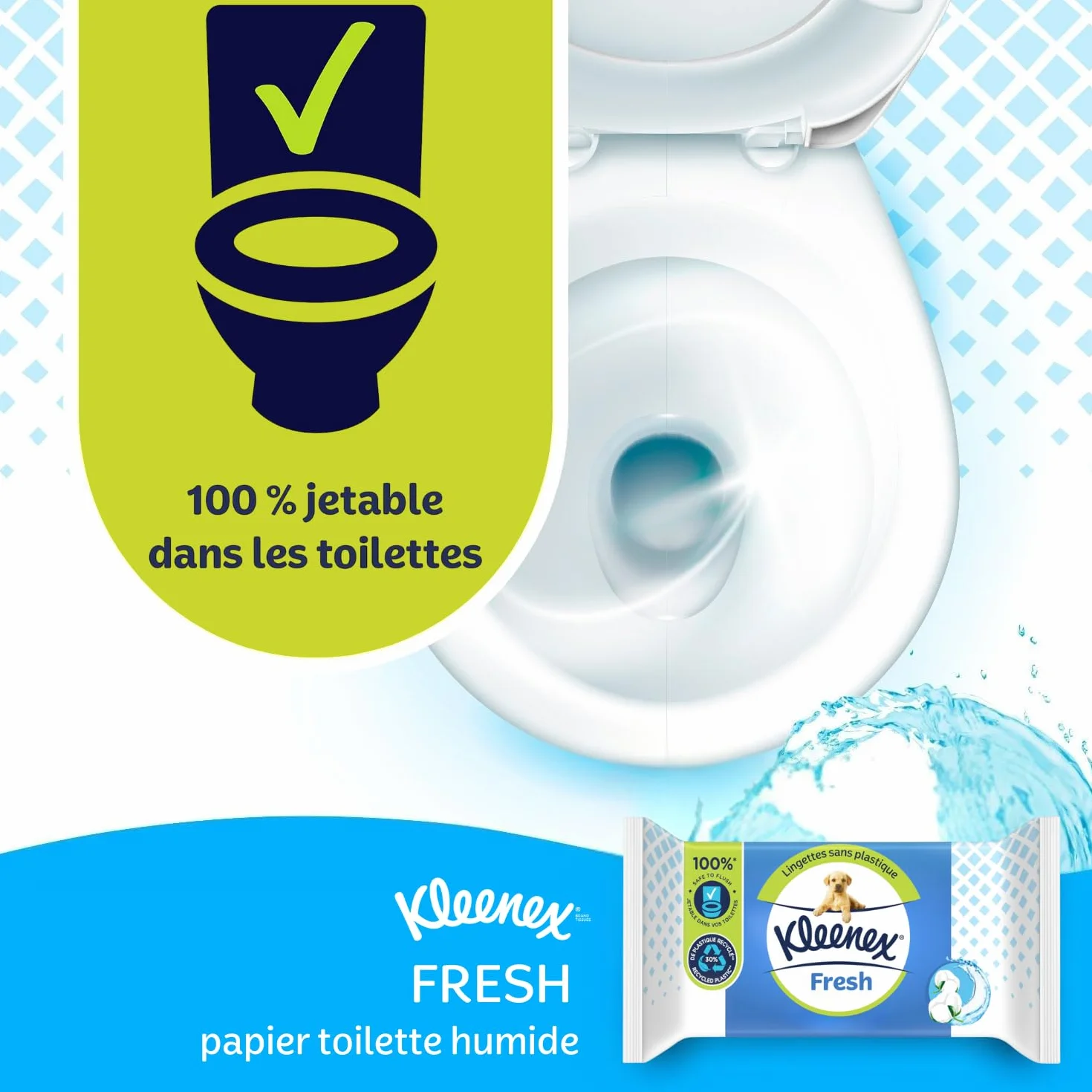 KLEENEX Fresh - Carta igienica umida (12 confezioni da 42 fogli), usa e getta in bagno, 100% fibre naturali, senza plastica, senza profumo, senza alcool