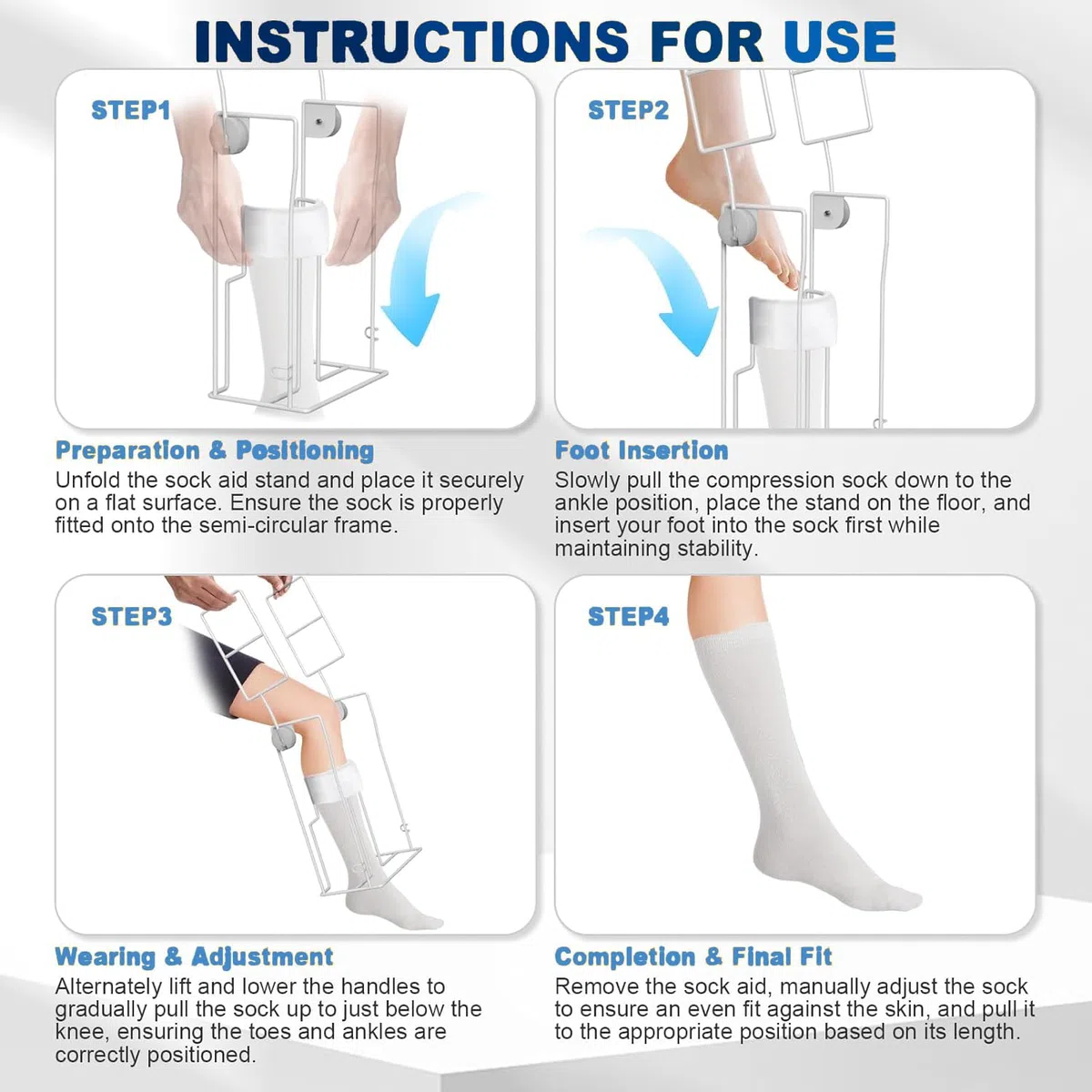Dispositivo innovativo per indossare calze senza piegarsi - Calzascarpe e gadget per calze a compressione, ideale per anziani con mobilità ridotta