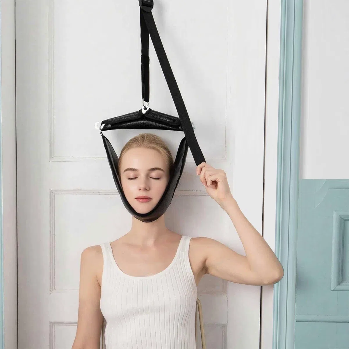Dispositivo di trazione per Il Collo, Allenatore cervicale Traspirante per alleviare Il Dolore al Collo
