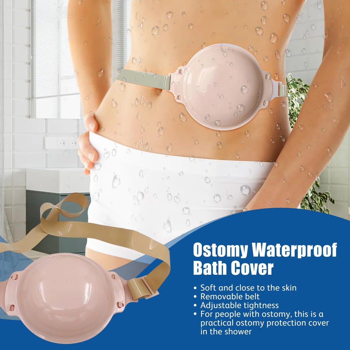 Copertura da Bagno per Stomia, Protezione per Piaghe Doccia in Silicone Regolabile Impermeabile Forniture per Stomia Colore Pelle