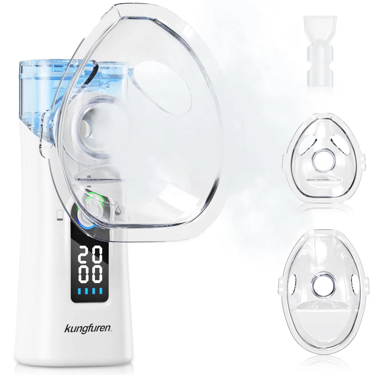 Aerosol Portatile Silenzioso Macchina Adulti: Aerosol Portatile Ricaricabile Con Timer 20 Minuti E Facile Da Usare Con Aerosol Silenzioso Per Bambini Con Maschere Incluse - Per Uso Domestico E Viaggio