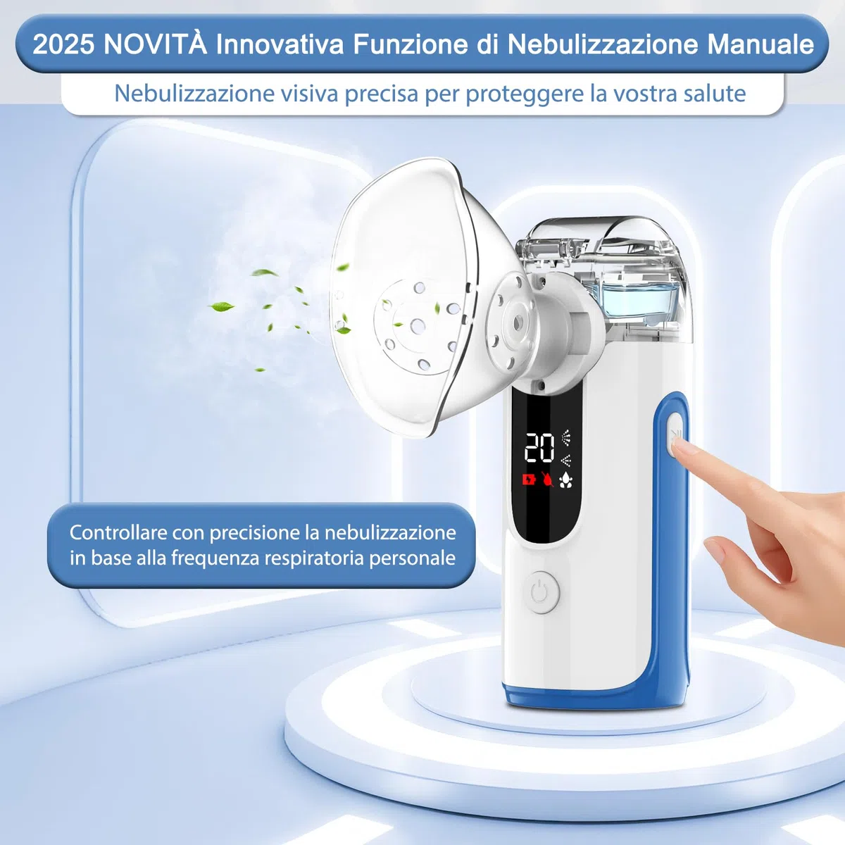 Aerosol Portatile Silenzioso per Adulti e Bambini,USB-C Ricaricabile Aerosol Ultrasuoni con Display Digitale Intelligente,Macchina Aerosol Inalatore per Viaggi e Uso Domestico