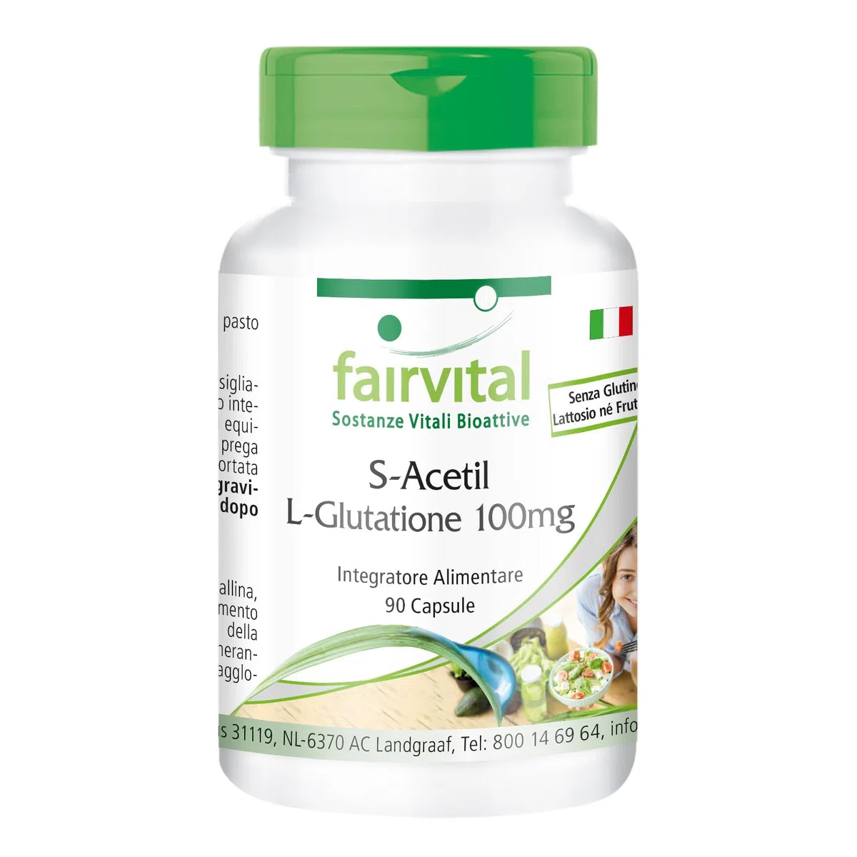 fairvital S-acetil L-glutatione, 90 capsule vegane, facili da deglutire, forma stabile di glutatione, elevata biodisponibilità, qualità testata e ad alto dosaggio, Made in Germany