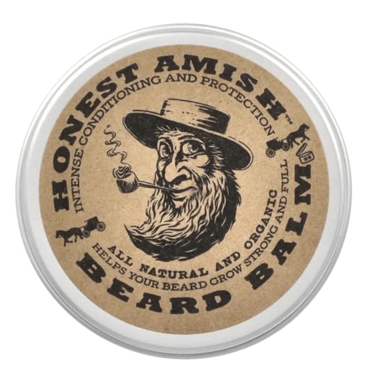 Honest Amish Balsamo per balsamo per barba - Realizzato con soli ingredienti naturali e biologici - Latta da 2 once