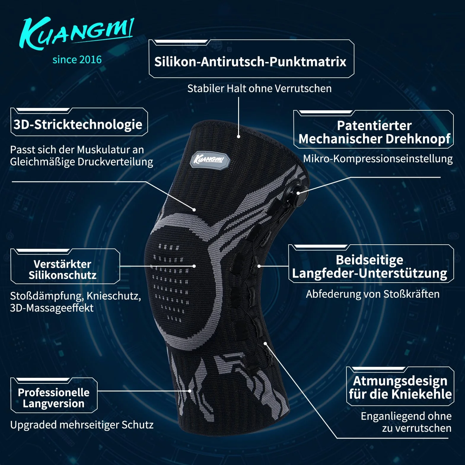 Kuangmi Ginocchiera Ortopedica per Sollievo dal Dolore, Recupero Articolare e Attività Sportive B-R-XL