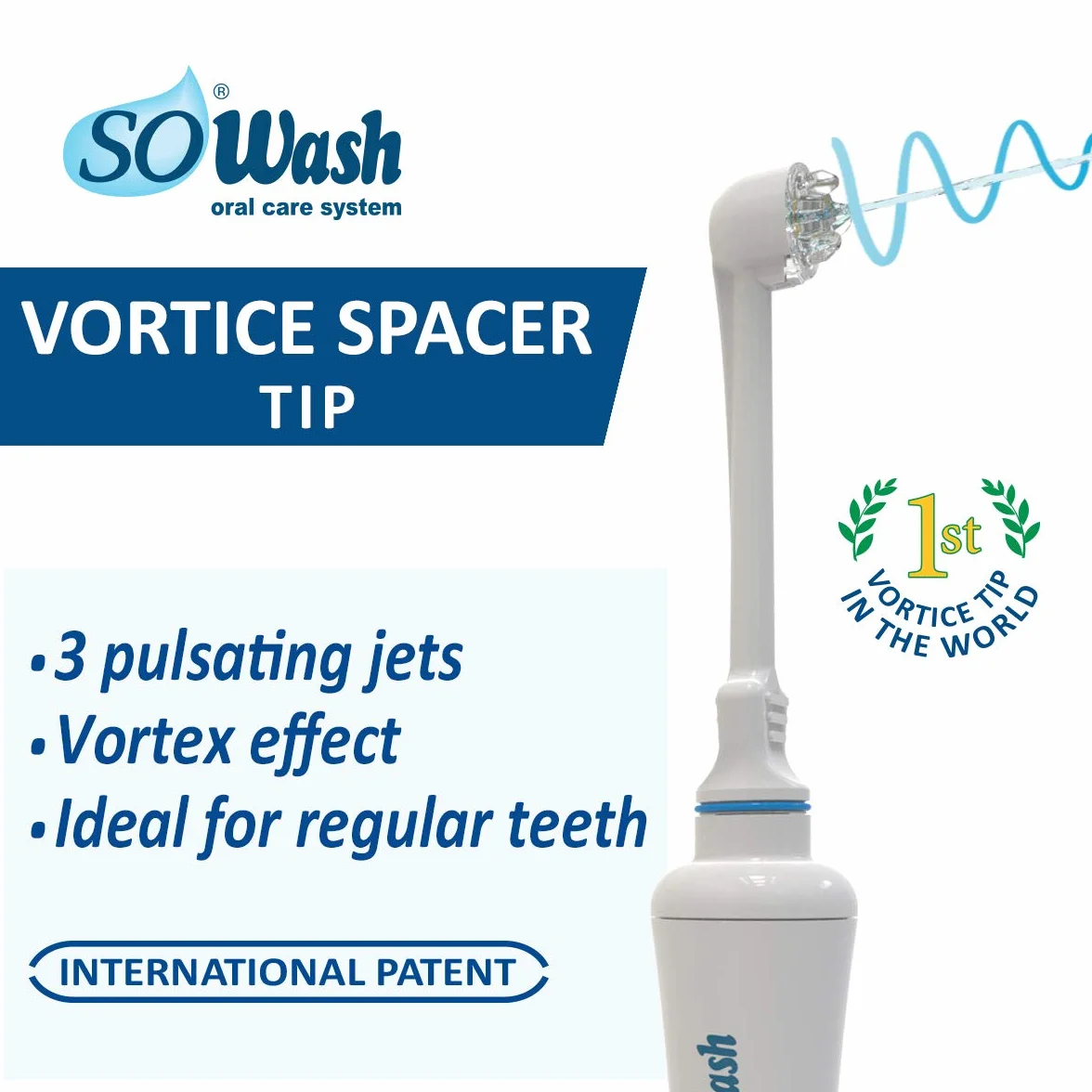 SoWash - Irrigatore orale TRIO | si collega al rubinetto, senza batterie né elettricità, prodotto italiano