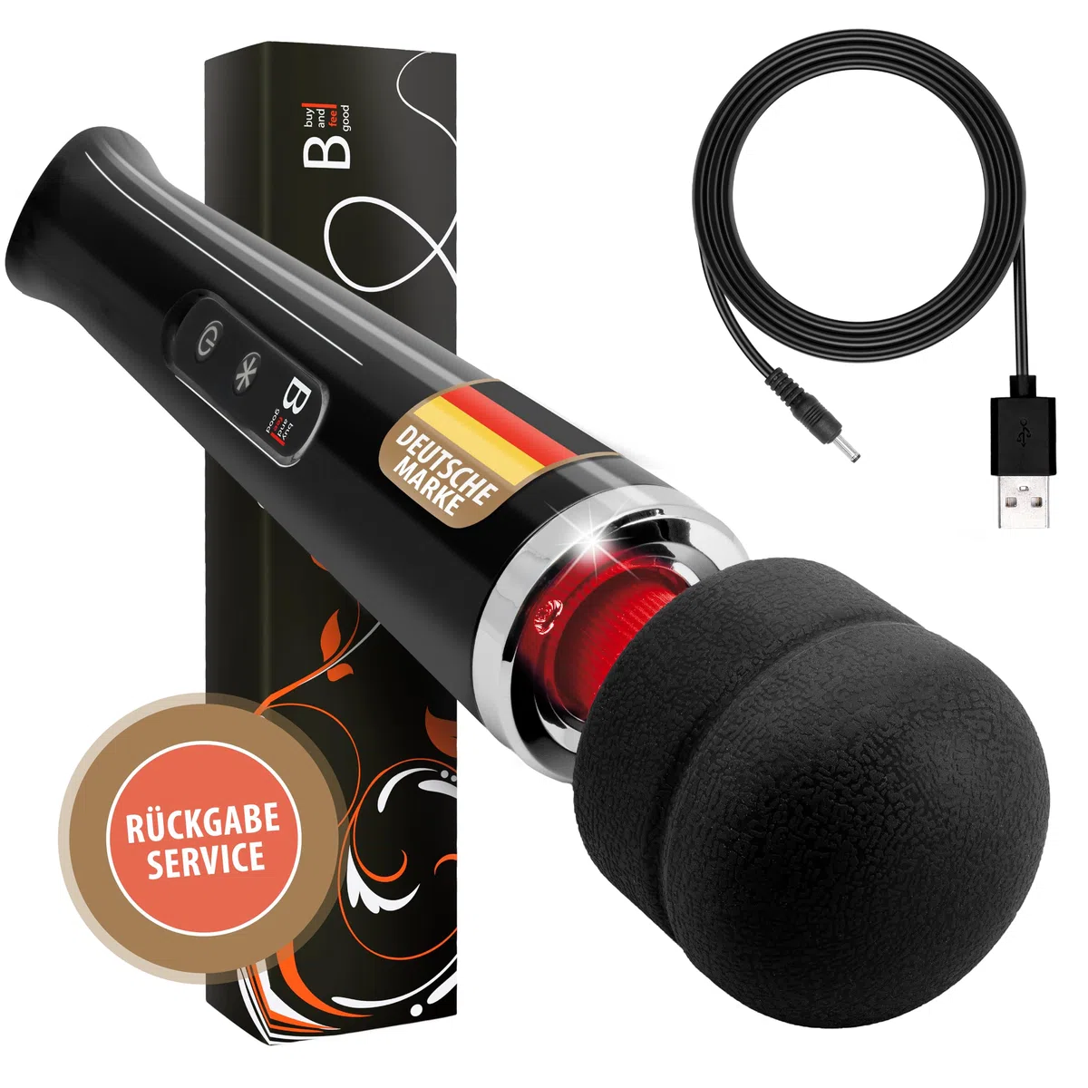 L'ORIGINALE di "BuyAndFeelGood" massaggiatore vibratori a bacchetta magica con 20 Vario/10 Velocità - Vibratore clitorideo per Lei con Stimolazione del Clitoride - Nero
