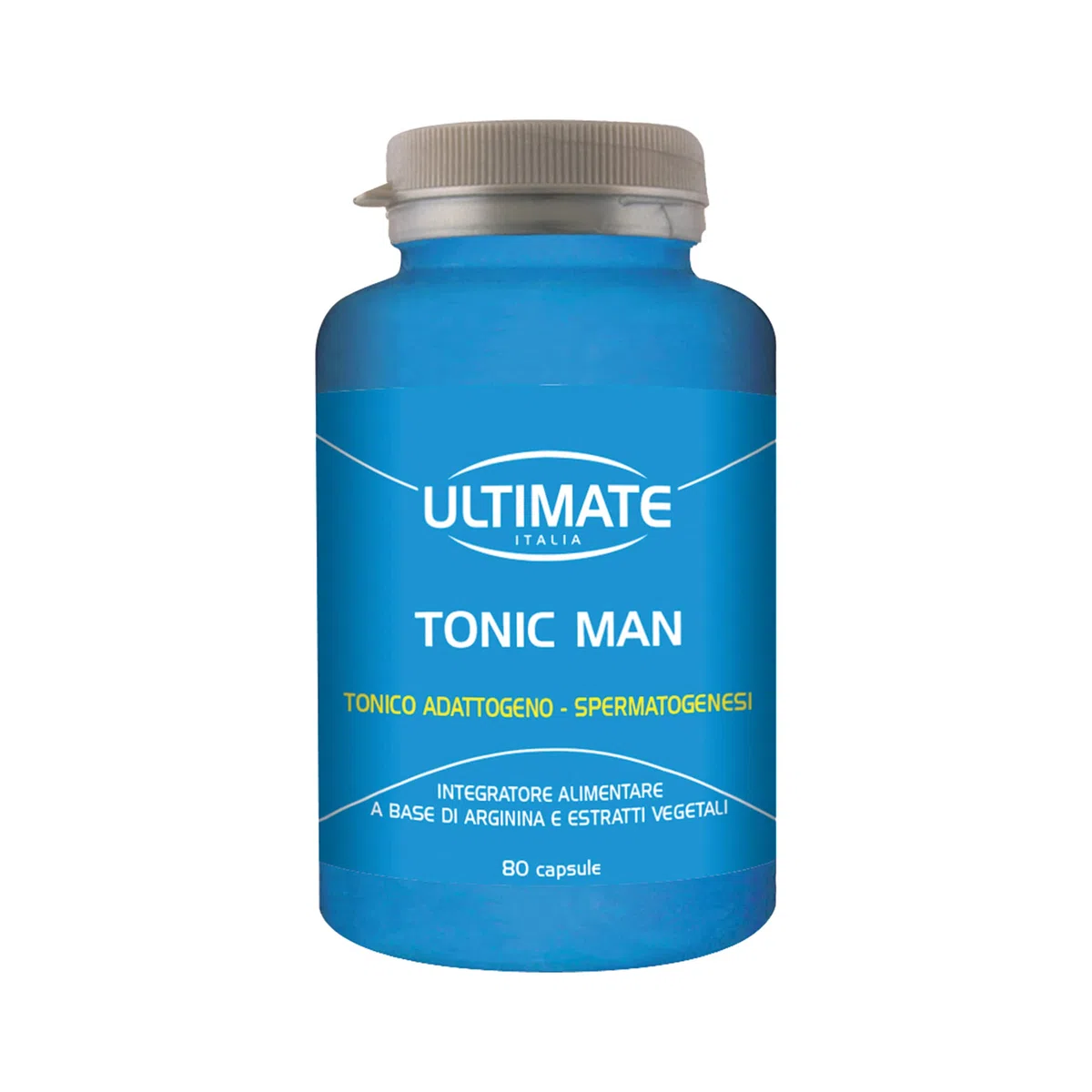 Ultimate Italia - Tonic Man integratore con arginina, maca e selenio per la virilità e la fertilità maschile - 80 compresse - favorisce la spermatogenesi, senza glutine e lattosio