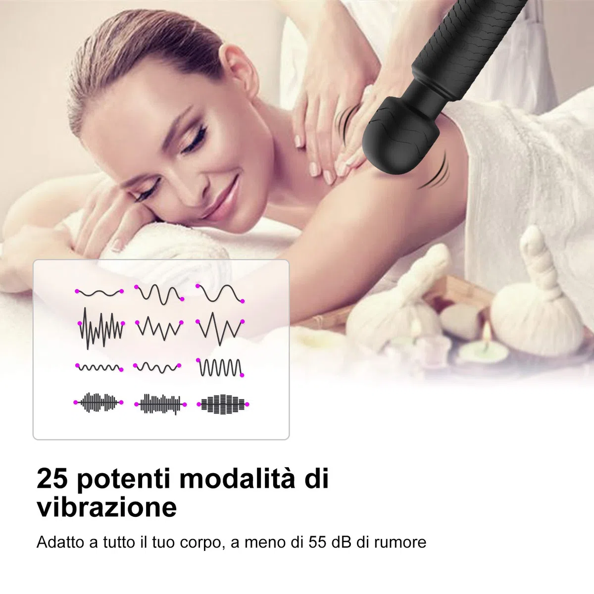 Sex Toys Massaggiatore personale vibratoreper donna, YICOCO vibratore massaggiatori elettrici a bacchetta con 25 potenti modalità di vibrazione per il massaggio rilassante e l'alleviamento