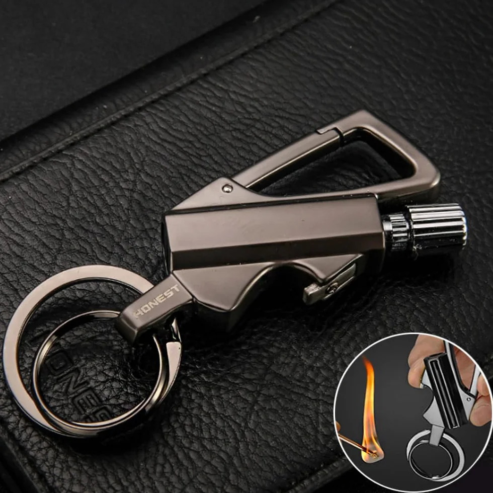 YGCHEN Accendino Eterno 3 in 1, Accendifuoco in Metallo con Apribottiglie, Mini Accendino Multifunzione per Zaino e Chiavi, Ideale per Campeggio, Escursionismo ed Emergenza - Regalo per Uomo Pratico