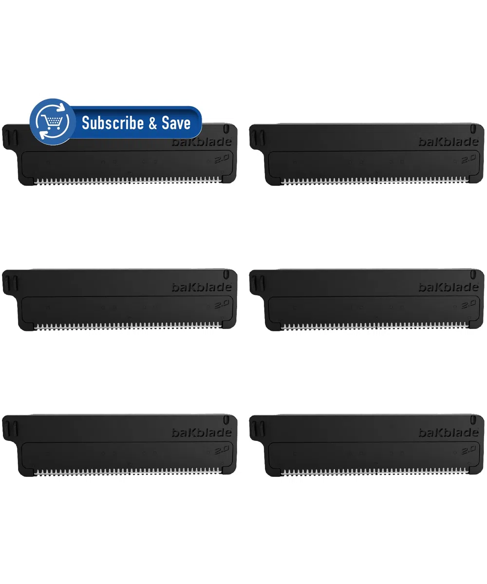 baKblade 2.0 - Ricarica cartucce di ricambio per rasoio per la schiena e per il corpo per rasoi 2.0, 3.0 e 2.0 Elite - Tecnologia Dryglide (6 rasoi inclusi)