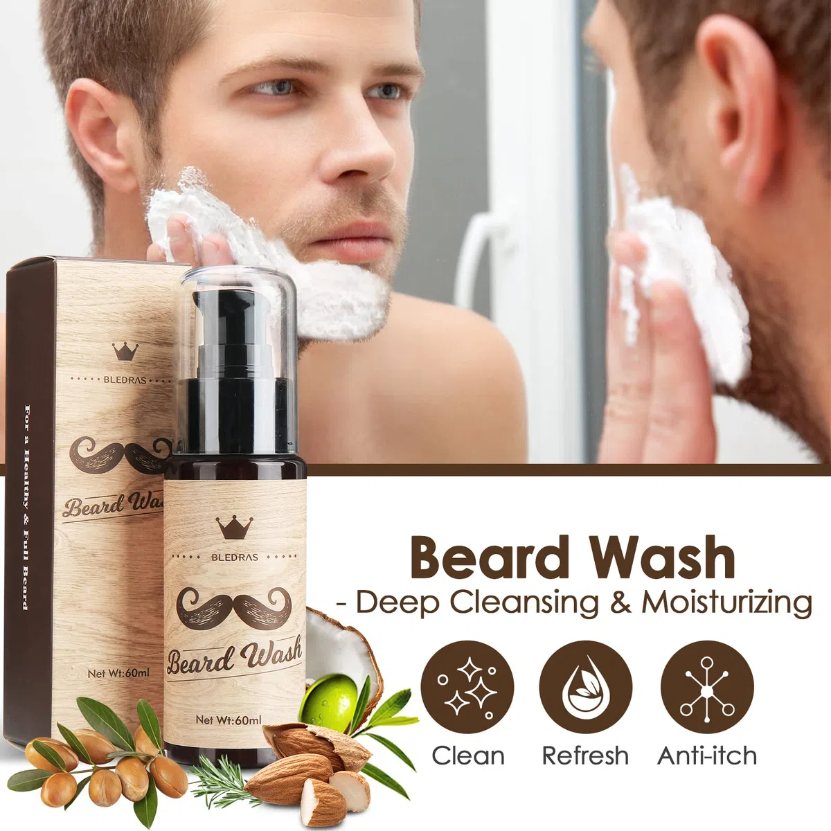 11 in 1 Barba Cura Set, Bledras Cura Della Barba Professionale per Uomo, con Olio da Barba, Balsamo Barba, Shampoo Barba, Rasoio Dritto, Forbici, Spazzola,Pettine, Kit Barba Uomo Regali per Lui e Papà